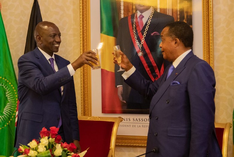 President William Ruto and his host President Denis Sassou N'Guesso.